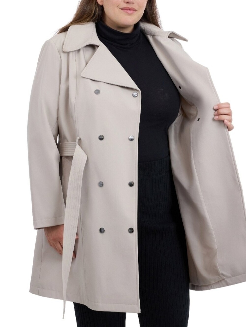 Calvin Klein Women's Trench Coat In Oyster Beige Size XXL/2X Classic Fall Style